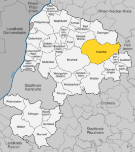 Lage der Gemeinde Kraichtal im landkreis Karlsruhe